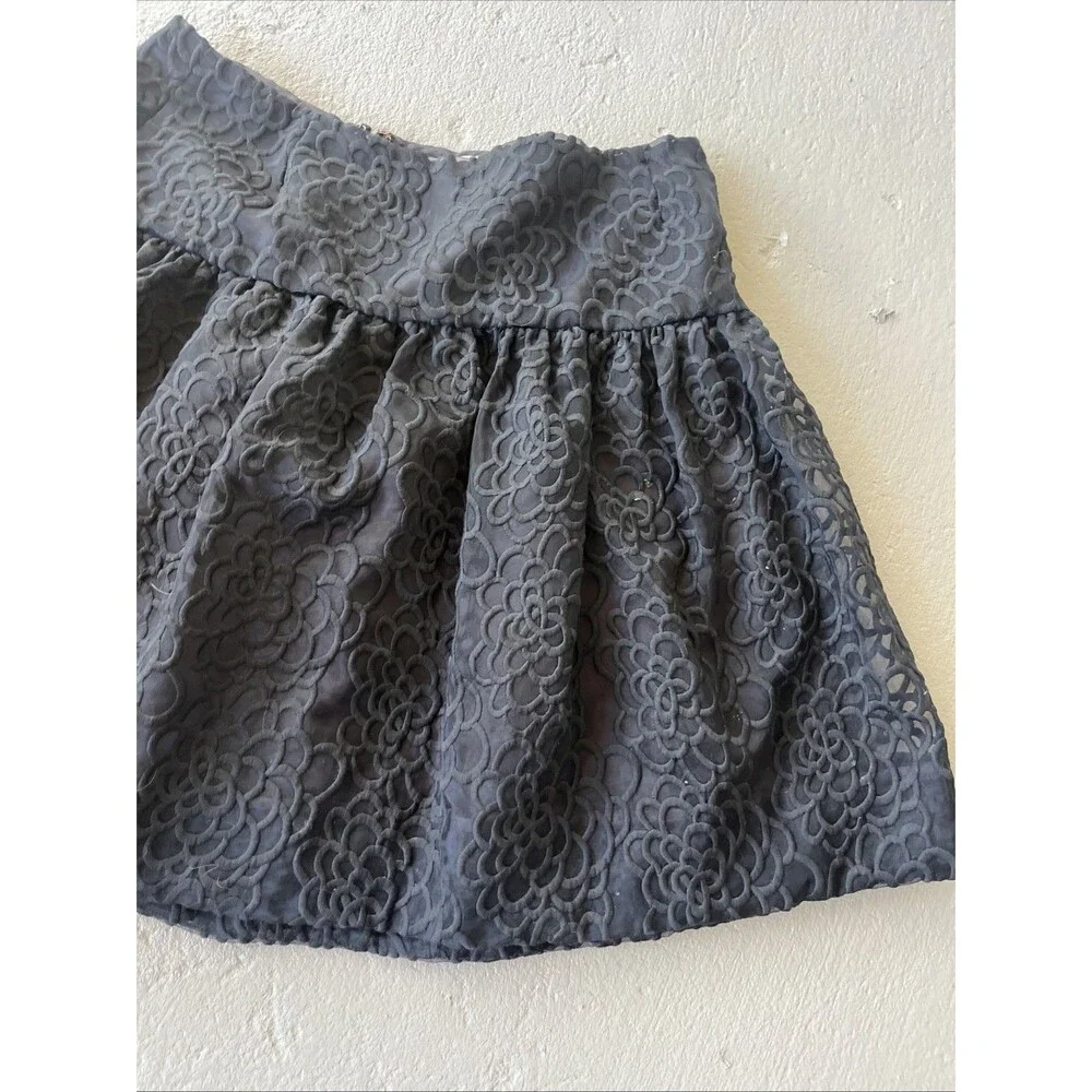 Kate Spade Do Wonder Rose Skater Black Lace Skirt Size 0 Waist 26